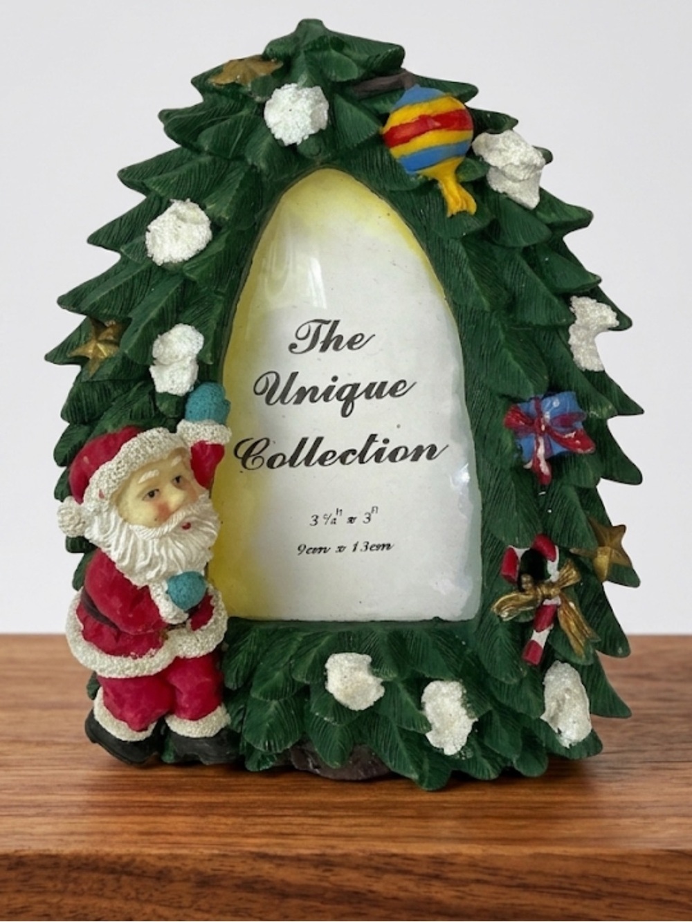 Christmas Tree Photo Frame with Santa  Holiday Table Decor 3 1/2”x 5” Photo